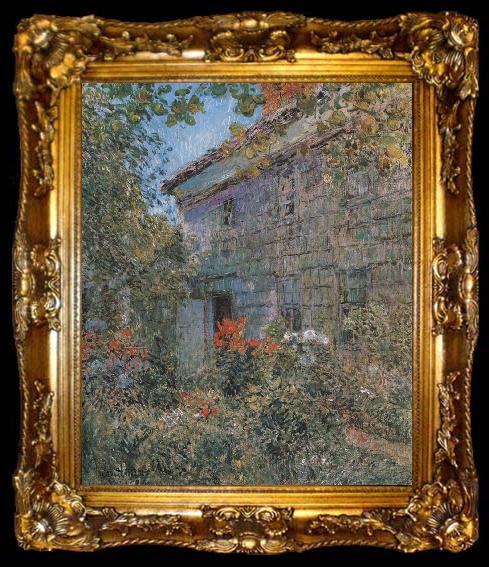 framed  Childe Hassam Old House and Garden,East Hampton,Long Island, ta009-2