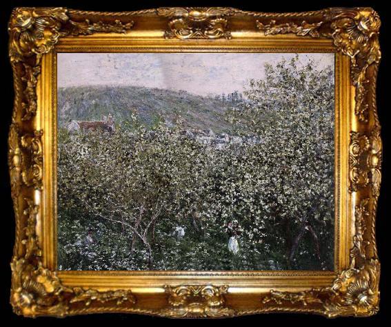 framed  Claude Monet Vetheuil,Les Pruniers en Fleurs, ta009-2