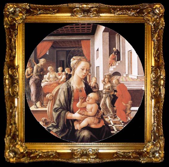 framed  Fra Filippo Lippi Madonna and Son with histories of the life of Holy Ana, ta009-2