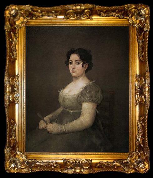 framed  Francisco de goya y Lucientes Portrait of a Lady with a Fan, ta009-2