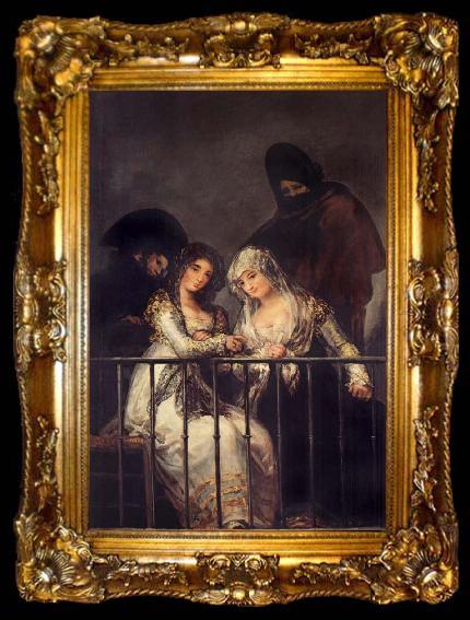 framed  Francisco de goya y Lucientes Majas on a Balcony, ta009-2