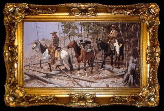 framed  Frederic Remington Prospecting for Cattle Range, ta009-2