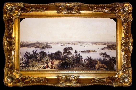 framed  George French Angas The City and Harbour of Sydney, ta009-2