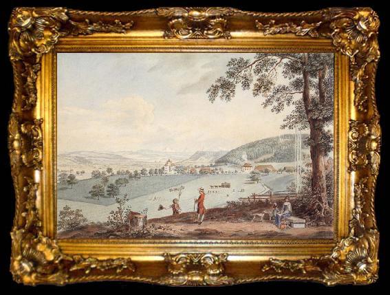 framed  Johann Ludwig Aberli Kehrsatz in Bern view of north, ta009-2