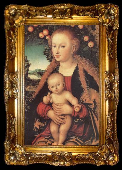 framed  Lucas Cranach The Virgin under the arbol of apples, ta009-2