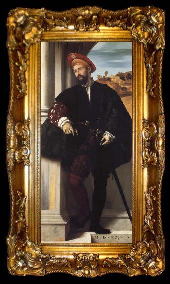 framed  MORETTO da Brescia Portrait of a man, ta009-2