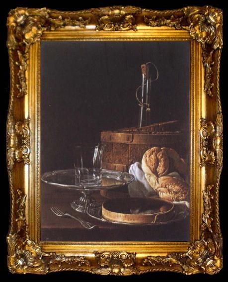 framed  Melendez, Luis Eugenio Still-Life with a Box of Sweets and Bread Twists, ta009-2