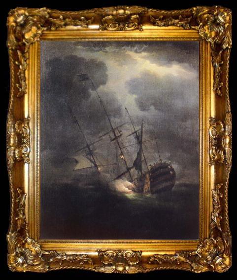 framed  Monamy, Peter The Loss of H.M.S. Victory in a gale on 4 October 1744, ta009-2