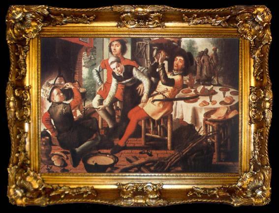framed  Pieter Aertsen Peasants by the Hearth, ta009-2