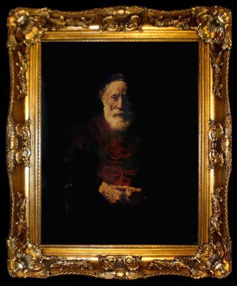 framed  REMBRANDT Harmenszoon van Rijn Portrait of an Old Man in red, ta009-2
