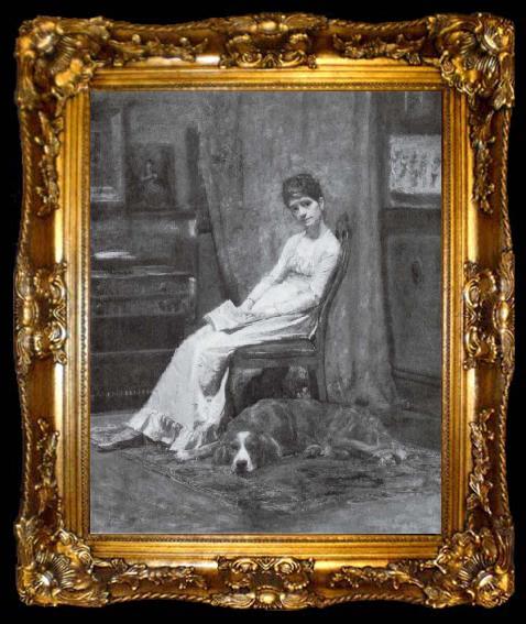 framed  Thomas Eakins Portrait Einer Dame mit Setter, ta009-2