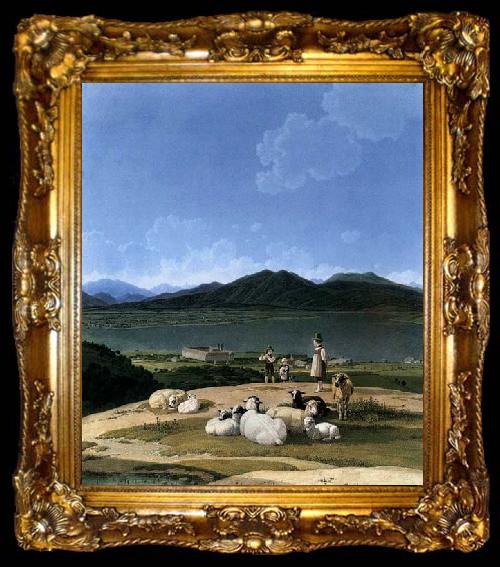 framed  Wilhelm von Kobell View of Lake Tegern, ta009-2