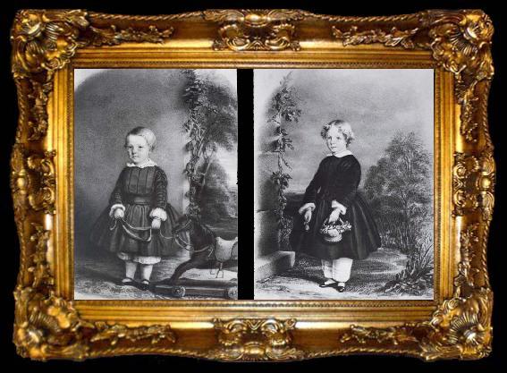 framed  unknow artist George and Rosalie Waterhouse,children ofsusan Waterhouse, ta009-2