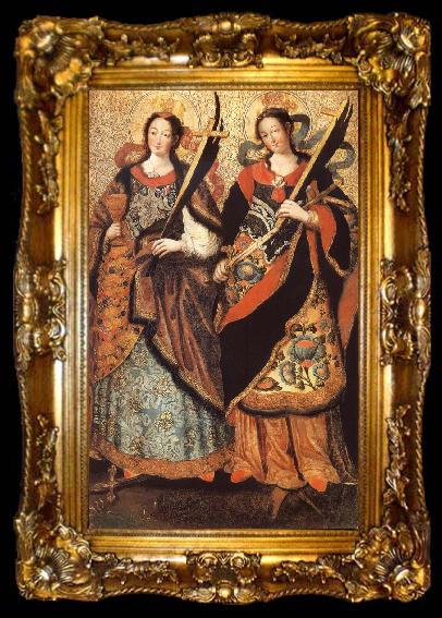 framed  unknow artist The Saints Marys Barbe and Catherine, ta009-2