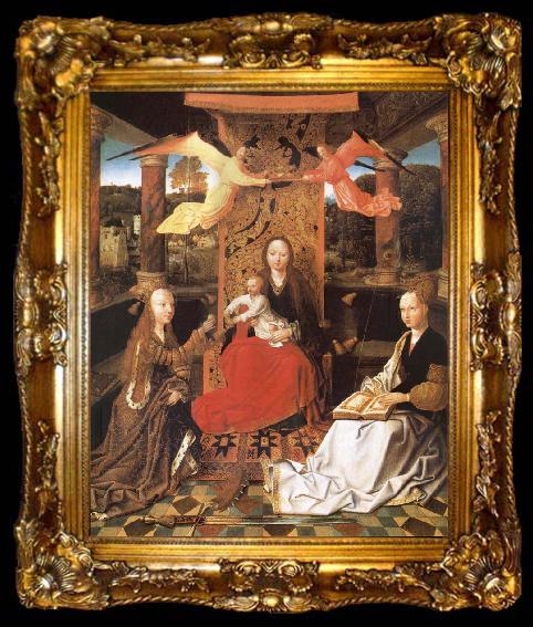 framed  unknow artist The Madonna and the Nino enthroned, with the holy Catalina and Barbara, ta009-2