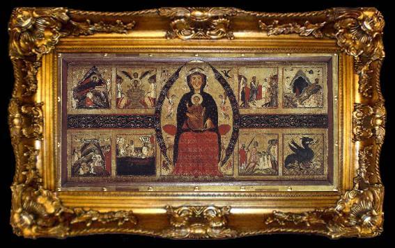 framed  unknow artist The virgin and Child Enthroned,with Scenes of the Nativity and the Lives of the Saints, ta009-2
