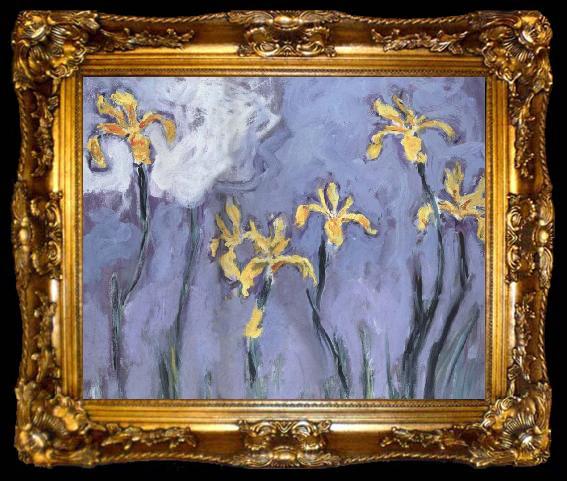 framed  Claude Monet Yellow Irises with Pink Cloud, ta009-2