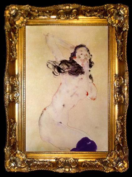 framed  Egon Schiele Female Nude with Blue Stockings, ta009-2