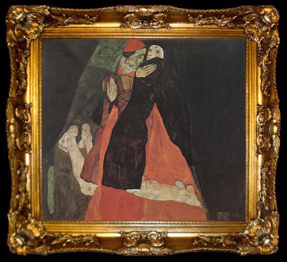 framed  Egon Schiele Cardinal and Nun, ta009-2