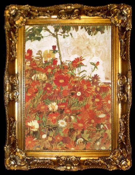 framed  Egon Schiele Field of Flowers, ta009-2