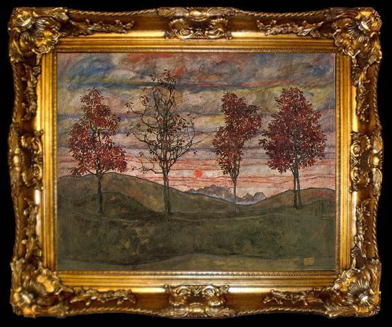 framed  Egon Schiele Four Trees, ta009-2