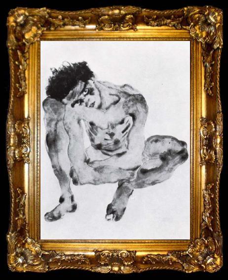 framed  Egon Schiele Crouching figure, ta009-2
