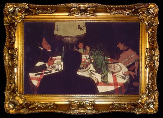 framed  Felix Vallotton Dinner,Light Effect, ta009-2