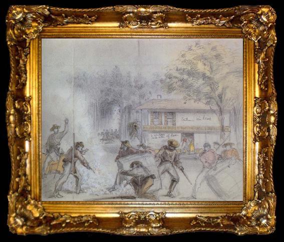 framed  Frank Vizetelly Confederate Cotton Burners Surprised by Federal Patrol, ta009-2