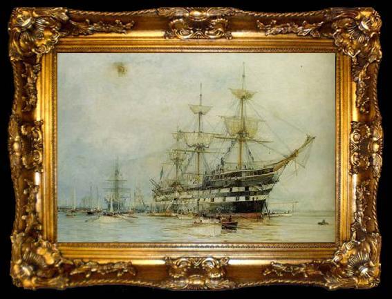 framed  unknow artist Seascape, boats, ships and warships. 121, ta009-2