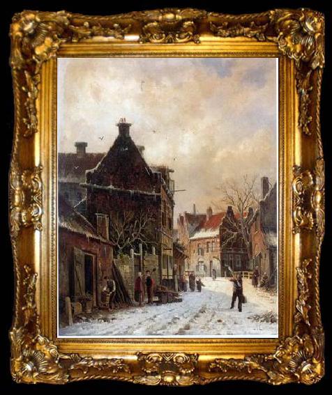 framed  unknow artist European city landscape, street landsacpe, construction, frontstore, building and architecture..077, ta009-2