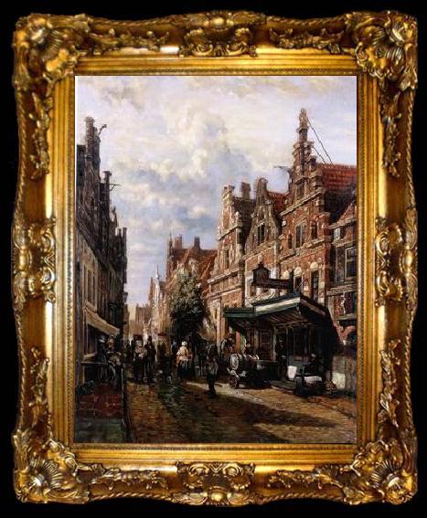 framed  unknow artist European city landscape, street landsacpe, construction, frontstore, building and architecture. 165, ta009-2
