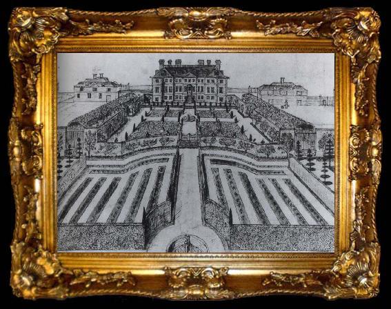 framed  unknow artist The House and garden at Stowe,as they were before Lord Cobham-s alterations of the 1720s, ta009-2