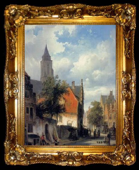 framed  unknow artist European city landscape, street landsacpe, construction, frontstore, building and architecture. 327, ta009-2