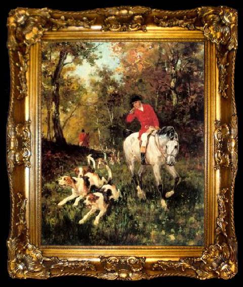 framed  unknow artist Classical hunting fox, Equestrian and Beautiful Horses, 117., ta009-2