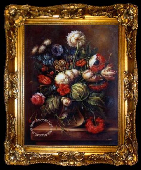 framed  unknow artist Floral, beautiful classical still life of flowers.048, ta009-2