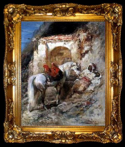 framed  unknow artist Arab or Arabic people and life. Orientalism oil paintings  364, ta009-2