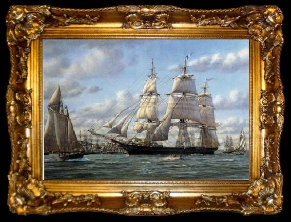 framed  unknow artist Seascape, boats, ships and warships. 118, ta009-2