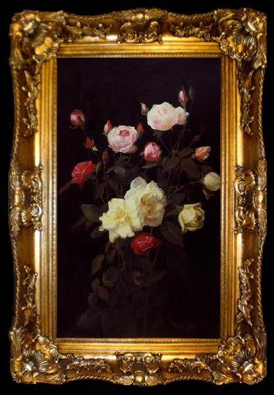 framed  unknow artist Still life floral, all kinds of reality flowers oil painting 43, ta009-2