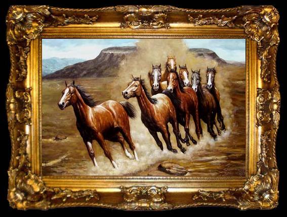 framed  unknow artist Horses 019, ta009-2