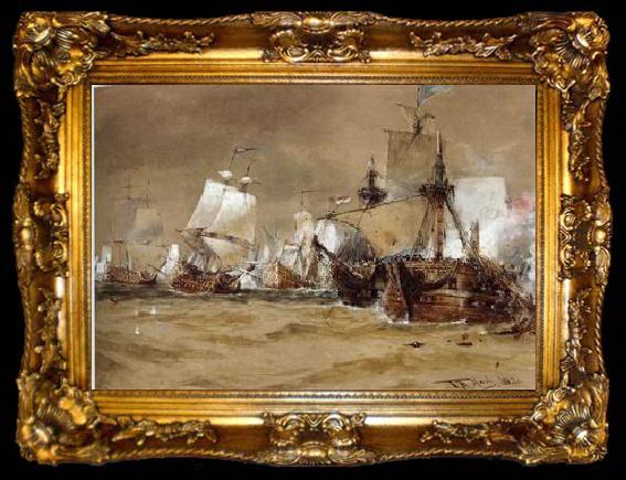 framed  unknow artist Seascape, boats, ships and warships. 69, ta009-2