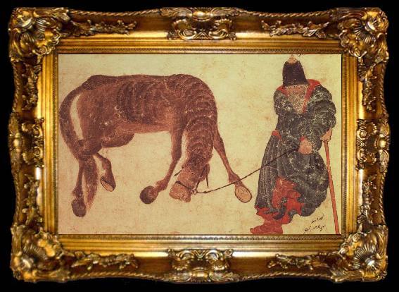 framed  unknow artist A Mongolian nomad drives its horse to the white generation, ta009-2