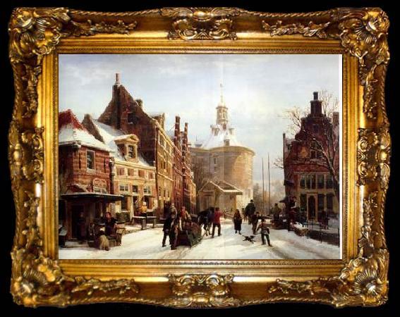 framed  unknow artist European city landscape, street landsacpe, construction, frontstore, building and architecture.029, ta009-2