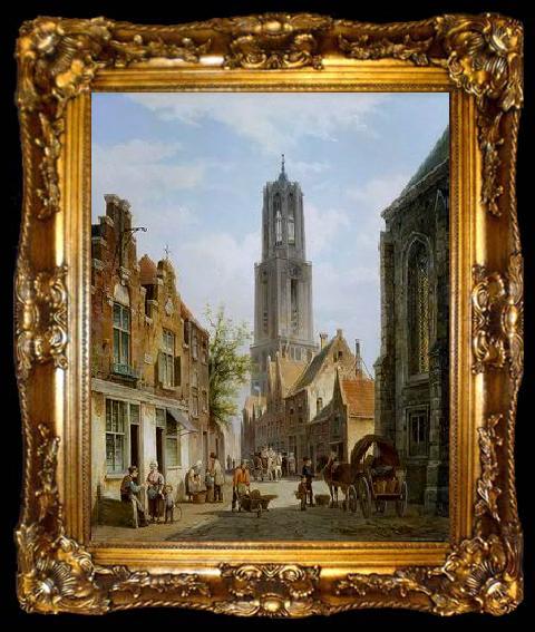 framed  unknow artist European city landscape, street landsacpe, construction, frontstore, building and architecture. 256, ta009-2