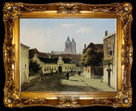 framed  unknow artist European city landscape, street landsacpe, construction, frontstore, building and architecture. 126, ta009-2
