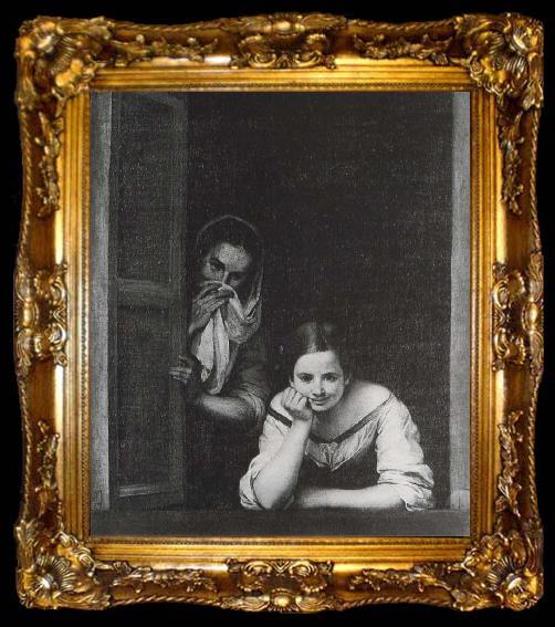 framed  Bartolome Esteban Murillo Two Women at the window, ta009-2