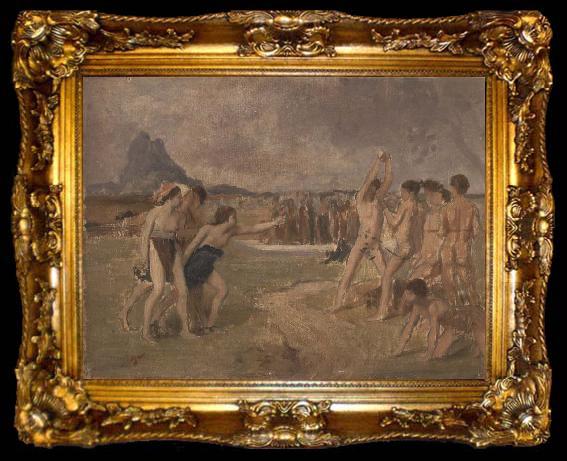 framed  Edgar Degas Study for Young Spartans Exercising, ta009-2
