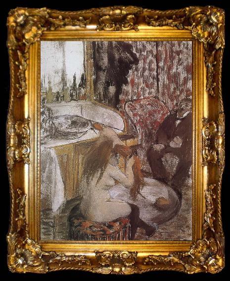framed  Edgar Degas Naked  doing up her hair, ta009-2