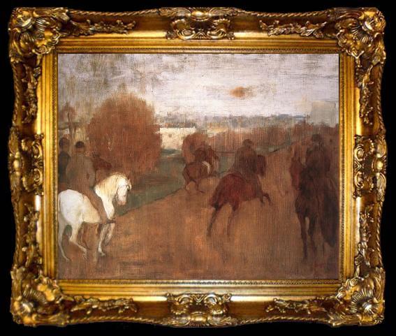 framed  Edgar Degas Horses and Riders on a road, ta009-2