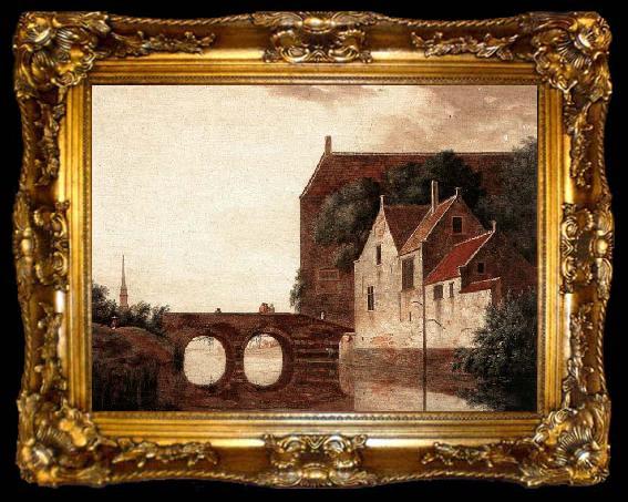 framed  HEYDEN, Jan van der View of a Bridge, ta009-2