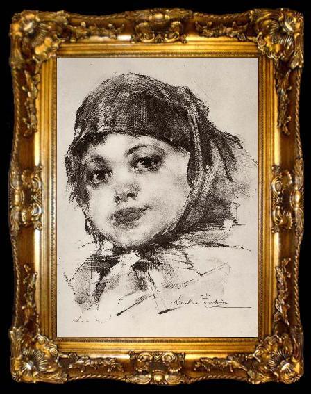 framed  Nikolay Fechin Head portrait of, ta009-2